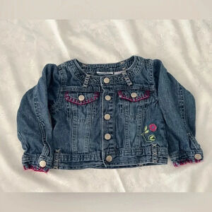 Mary-Kate & Ashley Vintage  Y2K Jean Jacket Denim Embroidered Flower 3T Girls